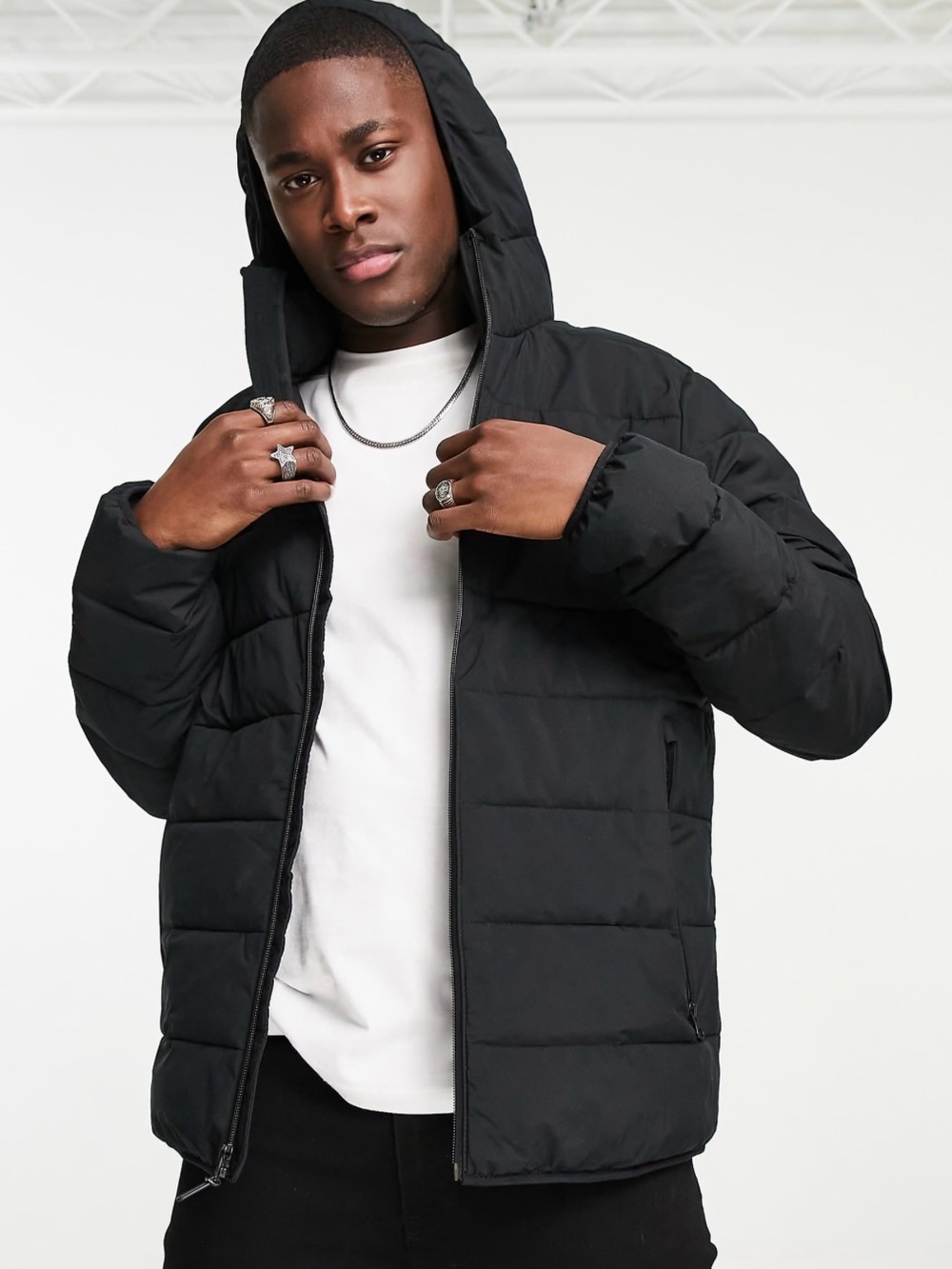 NWT Abercrombie & Fitch Black Hooded Puffer Jacket XL
